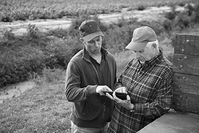 Father and son working together